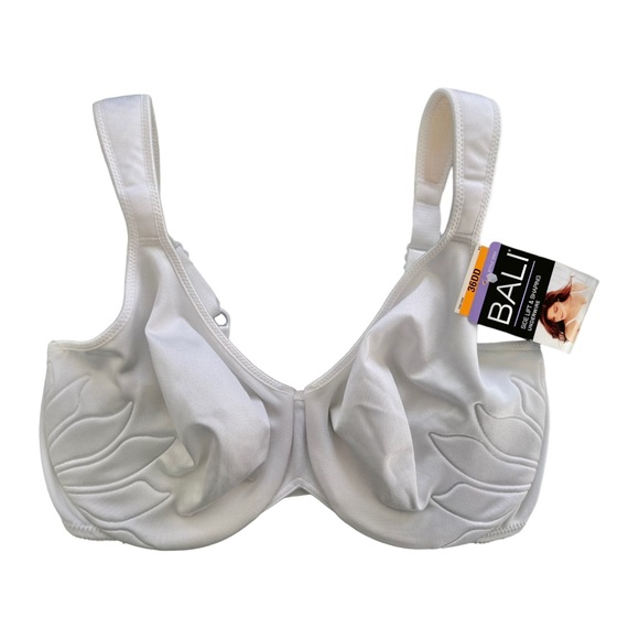 Bali NEW Live It Up Seamless Underwire Bra Petal Pattern White Size 36DD - Picture 4 of 16